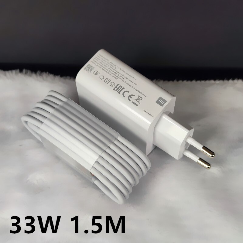 33W Charger Xiaomi Original Fast Turbo charge adapter usb type c cable for mi 10 11 9t pro Redmi note 9 10 pro K40 30 POCO X3: 33W EU 1.5M cable