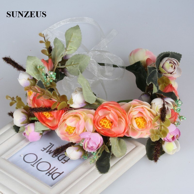 Flower Head Garland Wreath Hairwear Bridal Accessories Wedding Party Flowers Hairbands SQ227: picture color 8