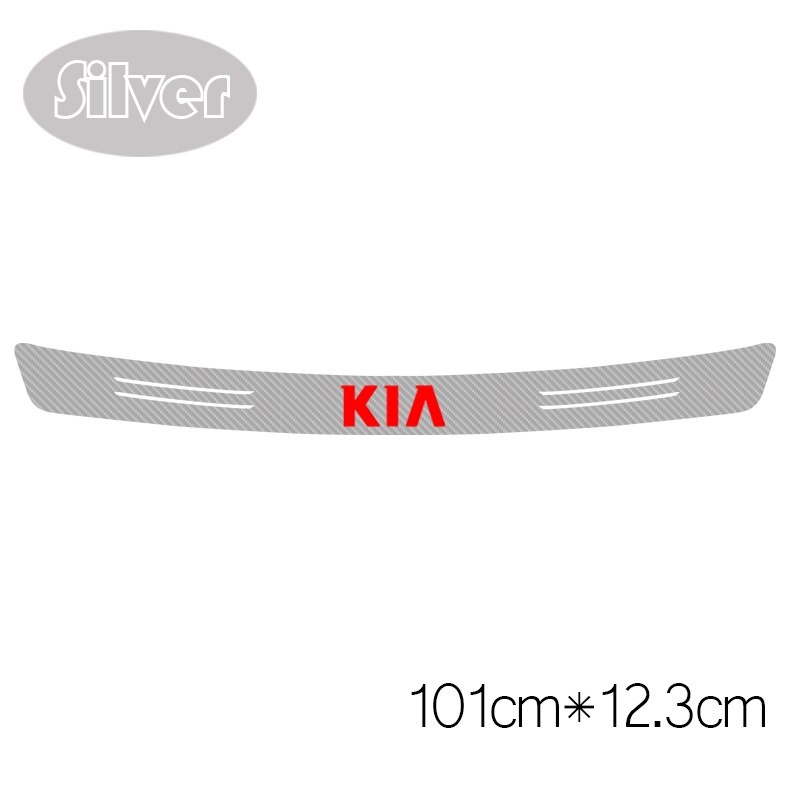 1 stk auto styling bagkofanger beskyttelse kulfiber mærkat til kia rio ceed sportage cerato soul sorento  k2 k5 tilbehør: 101 cmx 12.3cm sølv