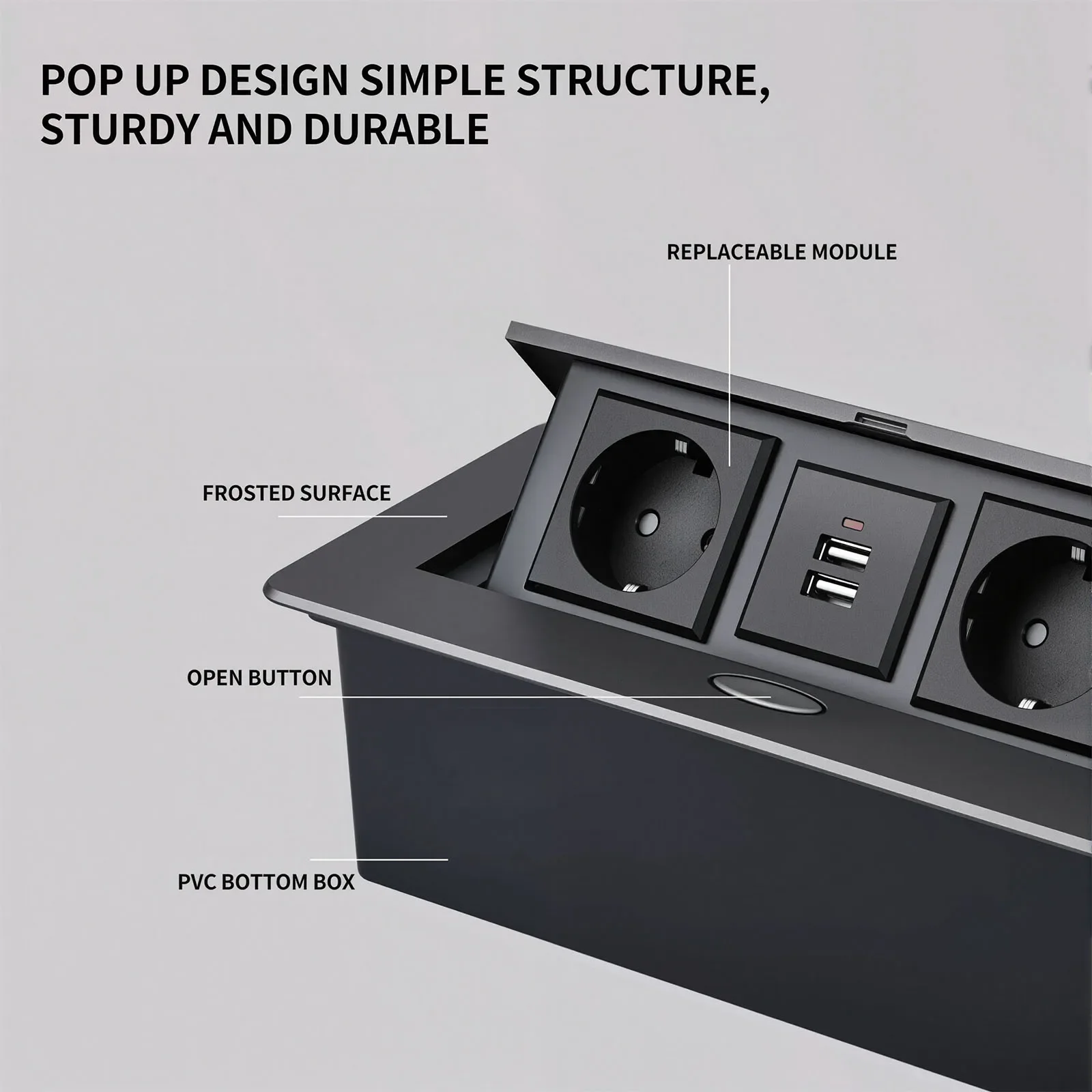 Tomada de Mesa Retrátil - USB-A/USB-C - Carregamento Rápido Tipo C - Estação de Carregamento Multifuncional