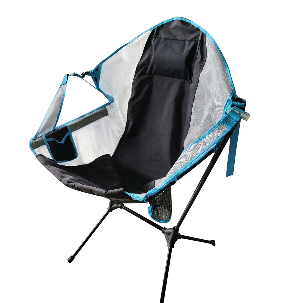Portable Ultralight High Back Folding Camping Chair With Headrest Lightweight Outdoor Backpacking Beach Fishing Chairs#g4: Light Blue