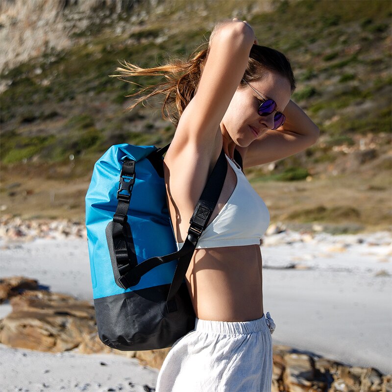 Bolsa seca impermeable de 20L, 30l y 40L para kayak de navegación, pesca descenso de ríos, natación, snowboard flotante, Camping, mochila para exteriores