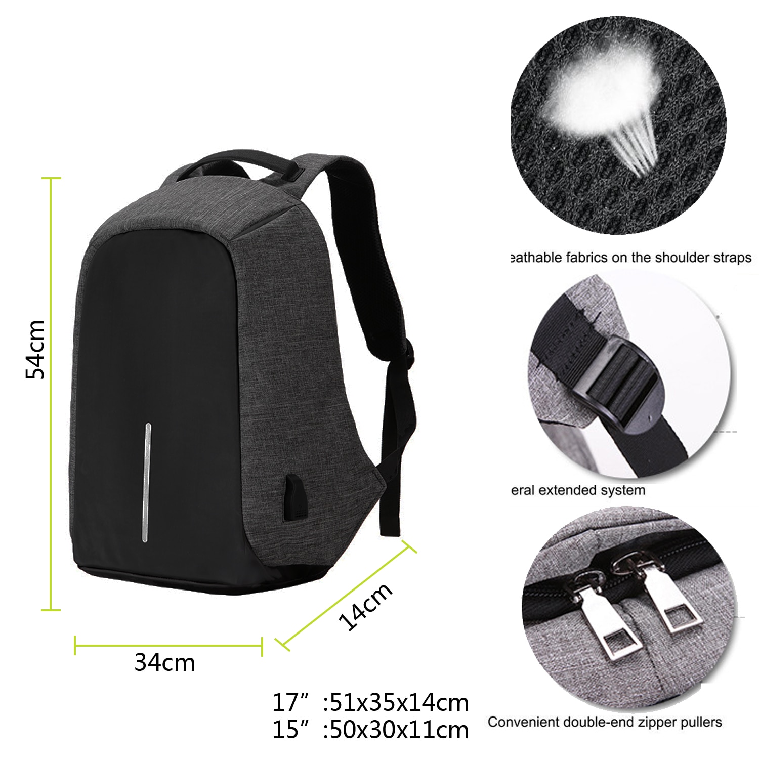 15.6 Inch Laptop Backpack For MacBook Pro 15 Anti Theft 17.3 inch Laptop Bag Backpack Men/Women Oxford Waterproof Notebook Bag