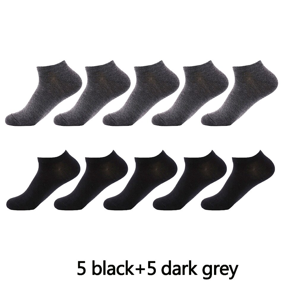 10 Pairs Ankle Socks Men Socks Low Cut Ankle Sock Men Short Socks Casual Sports Cotton Socks Men&#39;s No Show Socks Size 6-11: 5 black 5 dark grey
