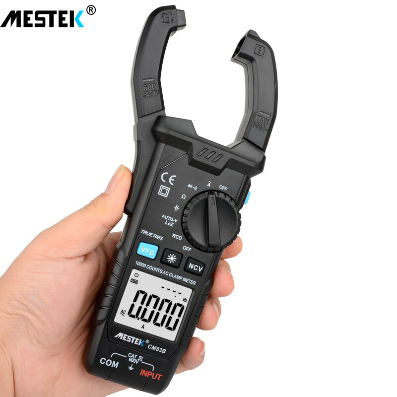 MESTEK Digital Clamp Meter 600A AC Current AC/DC Voltage Ohm True RMS Auto Range VFD Capacitance NCV Tester Ammeter Multimeter