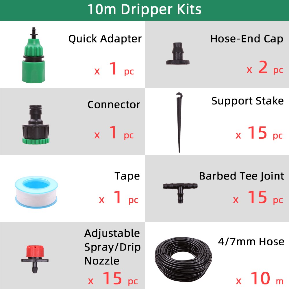Aqualin 10M/25M/30M Garden 4/7mm Hose Drip Spray Watering Kits Home Yard Dripper Spray Nozzles Irrigation System #26301-12: 26301-13