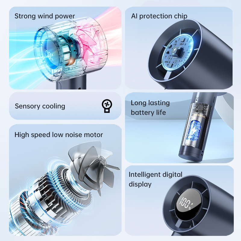 Xiaomi Przenośny mini Wiatraczek Chłodzący Lodem, 100 Prędkości, Mocny Wiatrak, Szybki Ładowanie USB, Podstawka strąk Telefon 2025