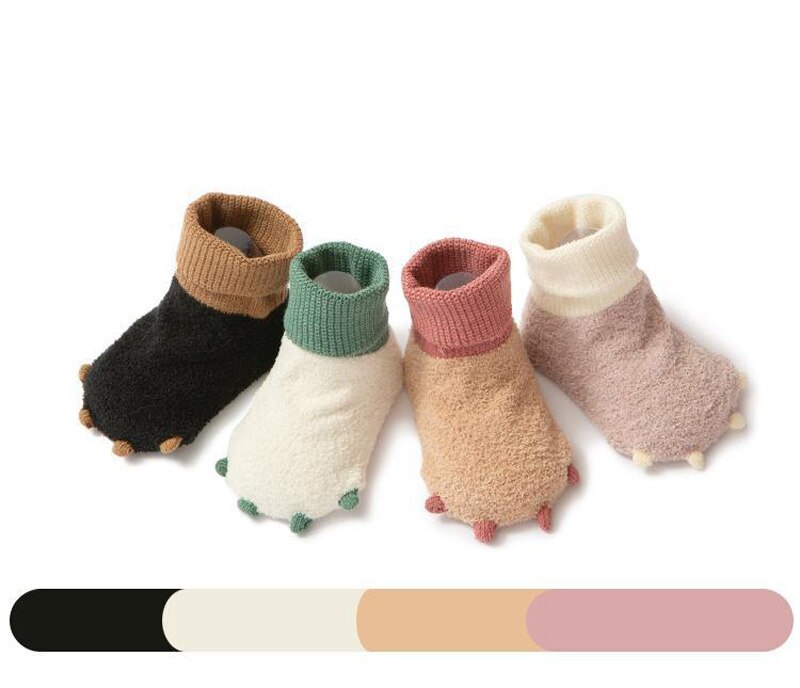 Cartoon Dinosaurus Poot Anti-Slip Baby Sokken Dikke Winter Zacht Koraal Fluwelen Vloer Sok Voor Kinderen Jongen