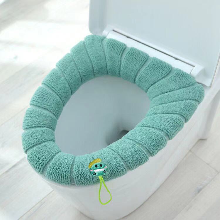 toilet seat cover wc bril hoes toilet cover wc bril cover wc seat cover wc hoes wc bril ver Winter Warm Toilet Seat Cover Closestool Mat 1Pcs Wasbare Badkamer Accessoires Breien Pure Kleur Zachte O-Vorm Pad bidet Cover: D-4