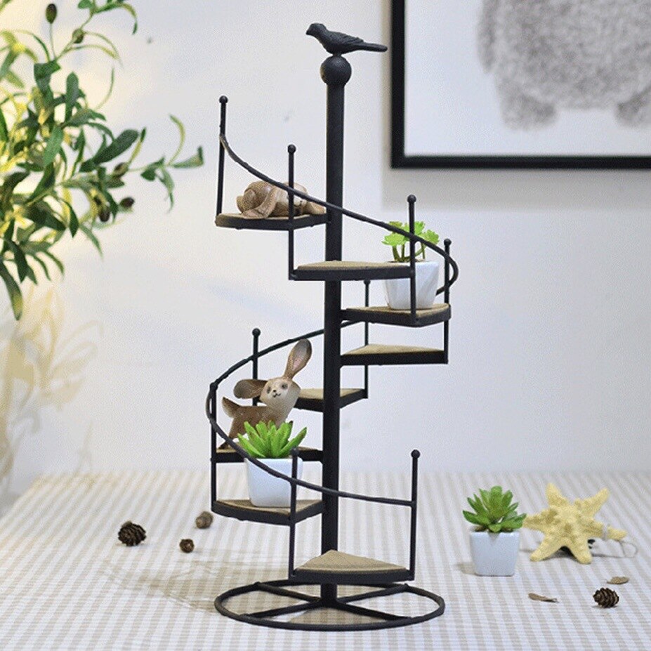 Outdoor Furniture Flower Pot Rack Solid Wood Rotating Multi-Storey Balcony Garden Living Room Floor Multi Meat Pot Plant Rack