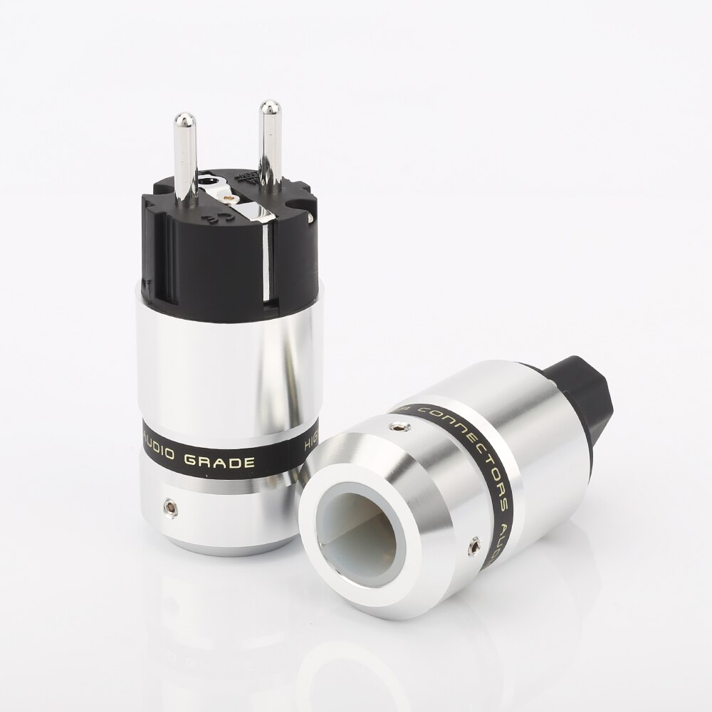 Hi-end audio-stekker aluminium metaal rhodium geplateerd eur euro schuk-stekker
