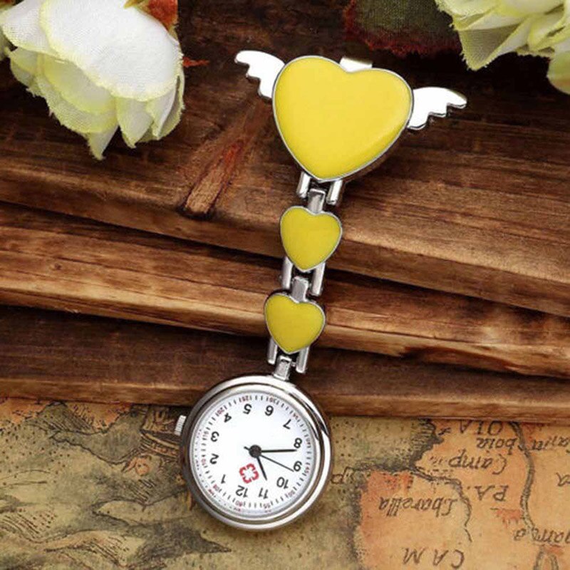 Relojes diales de bolsillo para enfermera, broche redondo de cuarzo con banda de Ángel, relojes colgantes para Doctor TT @ 88