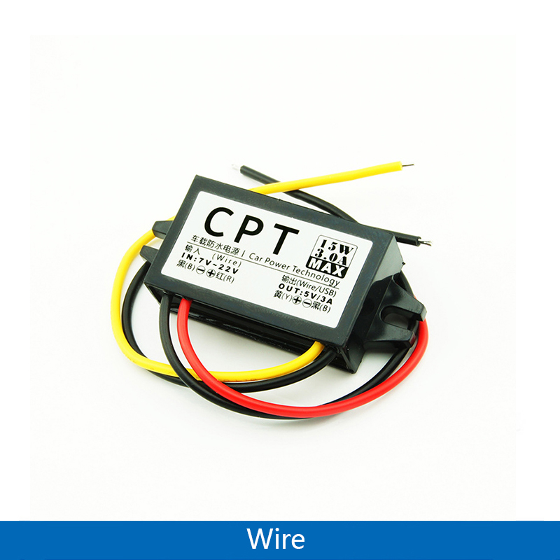 Dc -dc 12v to 5v auto-stroomomvormer, micro-mini usb 3a stroomadapter met spanningsverlaging en beveiliging tegen omgekeerde polariteit 15w