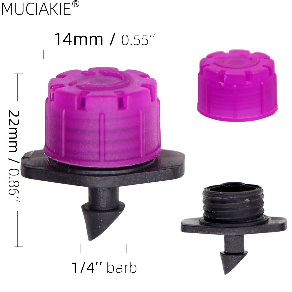 MUCIAKIE 30-1000PCS Purple Irrigation Drippers Adjustable Garden Watering Nozzles 360 Degrees Micro Emitter 8-Holes Sprinklers
