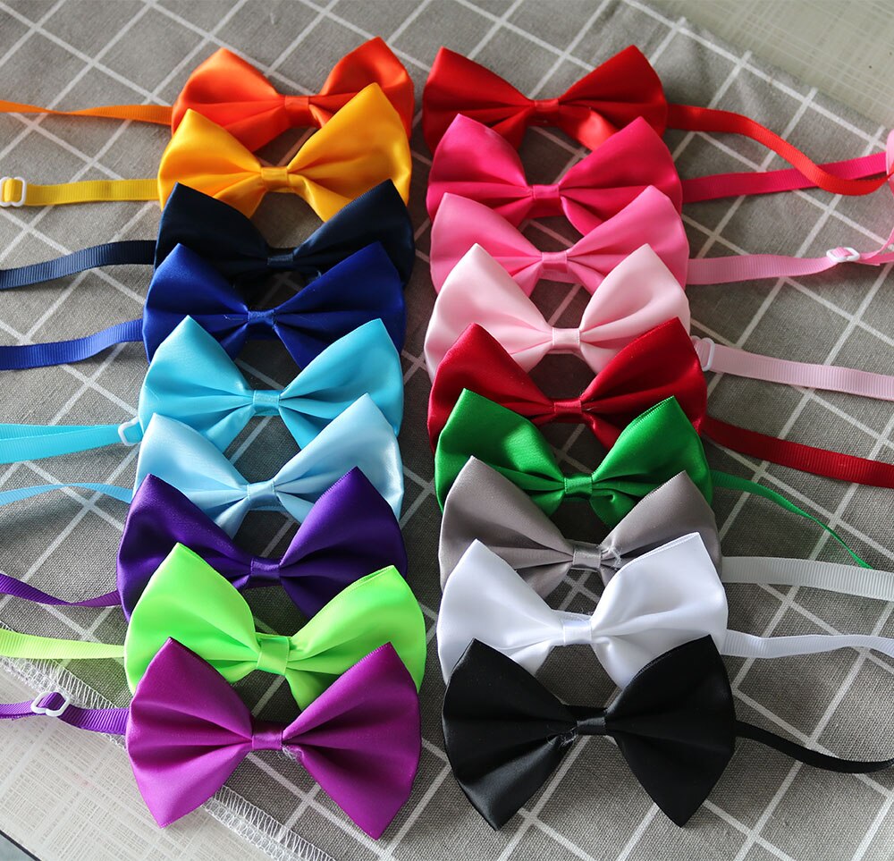 Nœud papillon pour chien, 100 pièces, 18 couleurs, ruban solide, accessoires de toilettage pour animaux de compagnie, chat, chien, petit et moyen gabarit,