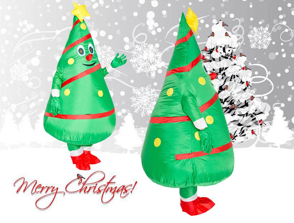 Unisex Inflatable Costume Adult Christmas Tree Costume Cosplay Inflatable Dress Funny Festive Suit Green Costumes Suit