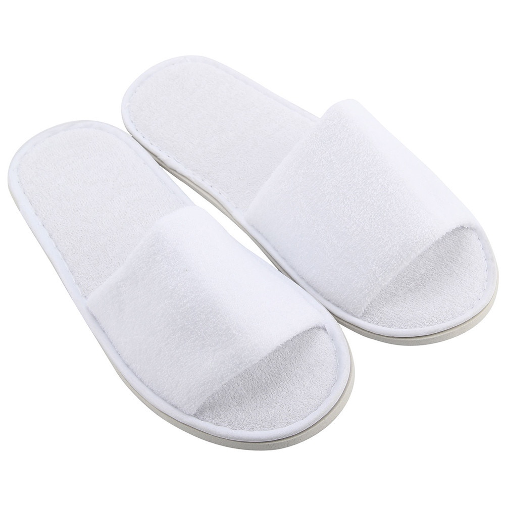 5 Pairs Hotel Spa Guest Slippers Open Toe Towelling Disposable Terry Indoor Fabric Zapatillas De Hotel#15