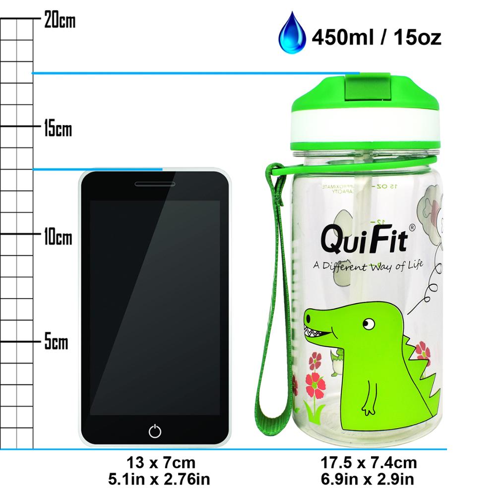 Quifit Tritan Water Bottle 450ml BPA Free Children Bottles Ourdoor Jug Tour Bottles Lovely Kettle for Kids