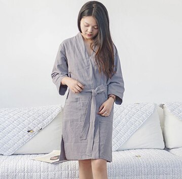 Mannen Vrouwen Koppels Japanse Stijl Yukata Kimono Pyjama Badjas Chinese Katoen Linnen Vest Ongedwongen Thuis Badjassen Nachtkleding: Gray / Men One Size