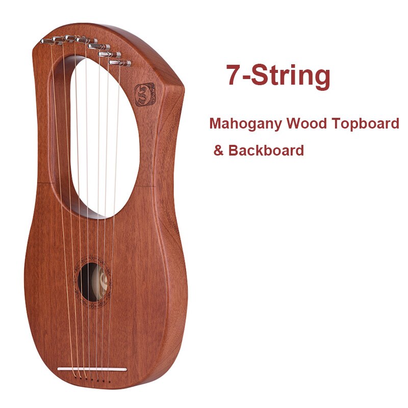 Muslady lyre 16 strenget opgraderet harpe bærbart massivt træ harpe kæbe harpe streng lyre harpe instrument 16 strenget streng instrument: 7- streng stil b