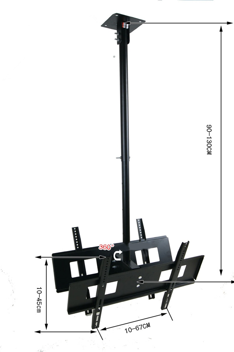 30-65 inch Dual Screen LED LCD TV Ceiling Mount Free Lifting 90-130cm 360 Swivel Max. VESA 45*67CM Double TV Bracket Hanger