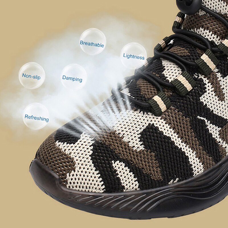 Children Camouflage LED Shoes Boys Knit Mesh Breathable Running Sports Shoes Luminous Sole Anti-Slip Casual Kids Sneakers