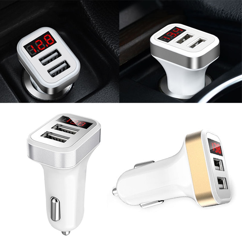 Caricabatteria da auto 5V 2.1A + 1A per Smart Phone doppia uscita USB Display a LED rilevamento della tensione della batteria