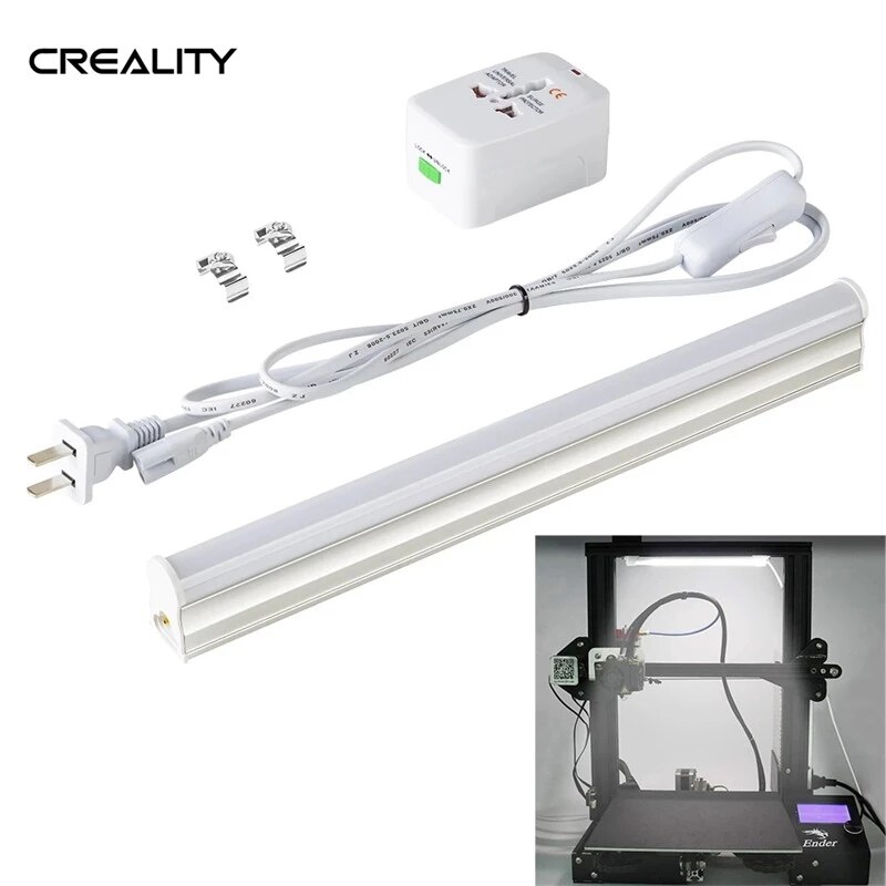 CREALITY – Kit d&#39;éclairage LED 3D 110/220V Ender-3, adaptateur de prise universel pour Ender-3 V2 Ender-3 Pro Ender-3 V2, pièces d&#39;imprimante 3D