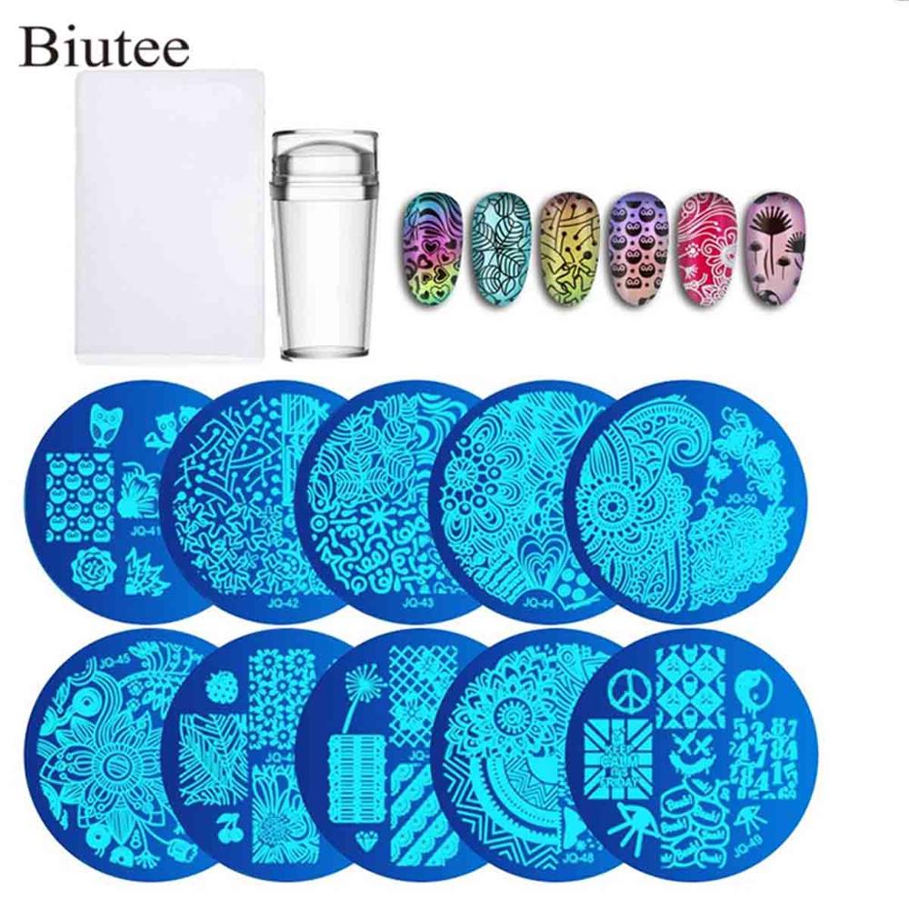 30/10pc Nagel Platten + Klar Gelee Silikon Nagel Kunst Stempel Schaber mit Kappe Stanzen Vorlage Bild Platten nagel Stempel Platte Werkzeug: transparent
