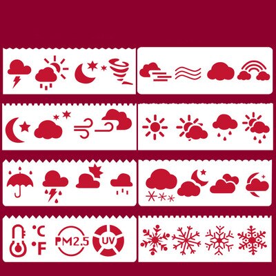rulers template stencils for diy scrapbooking painting Weather number kawaii accessories stationery: Weather