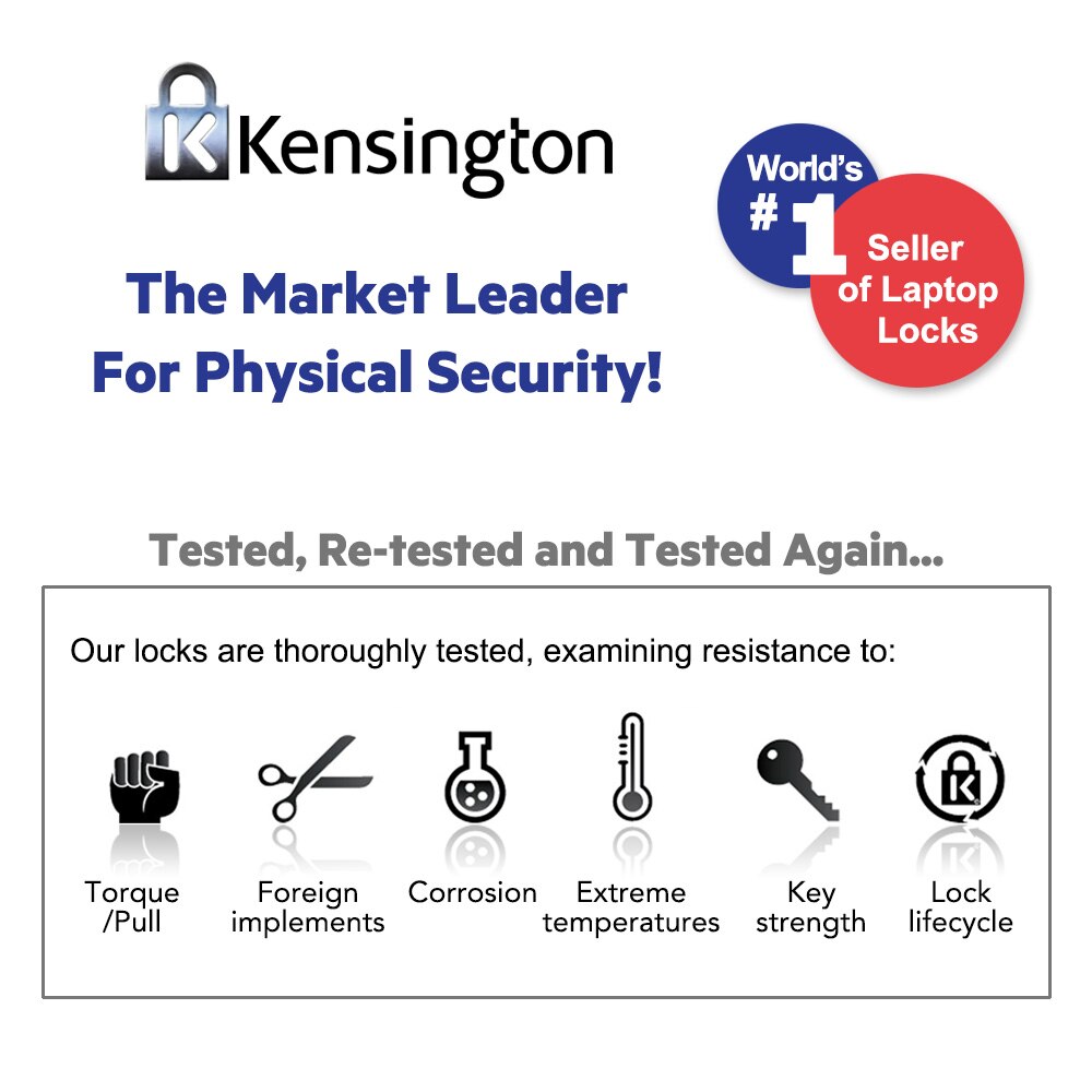 Kensington Original Portable Combination Laptop Lock with 1.8m 6ft Steel Cable Anti-Theft for Monitor and Projectors