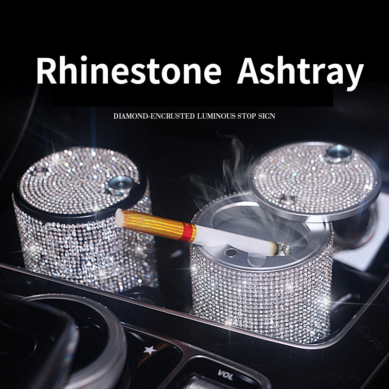Crystal Rhinestones Auto asbak Draagbare Bekerhouder Metalen Diamant Auto Asbakken High Class