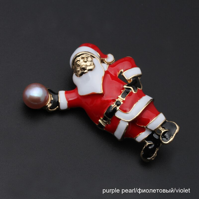 Santa Claus brooch jewelry,natural pearls brooch christmas