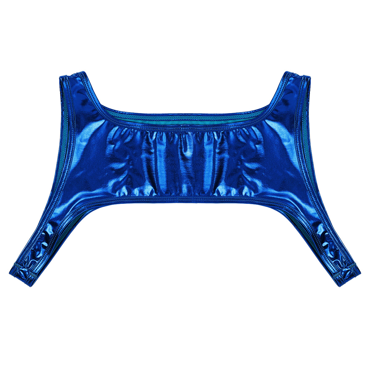 Heren glanzende metalen schouder-borstband harnas heren korte vest tops feest club podium show kostuums exotische halfspier tanktop