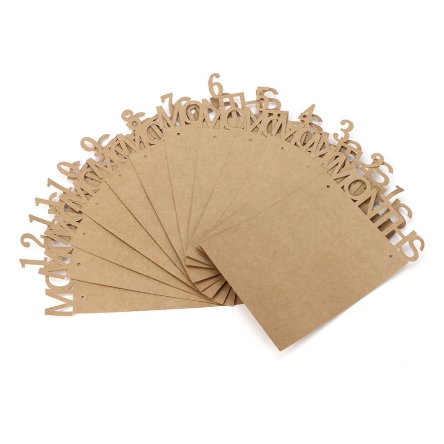 Frame Kids Birthday Decorations 1-12 Month baby Photo holder Photo Banner Monthly Photo Frame Wall baby Photo folder: Brown 