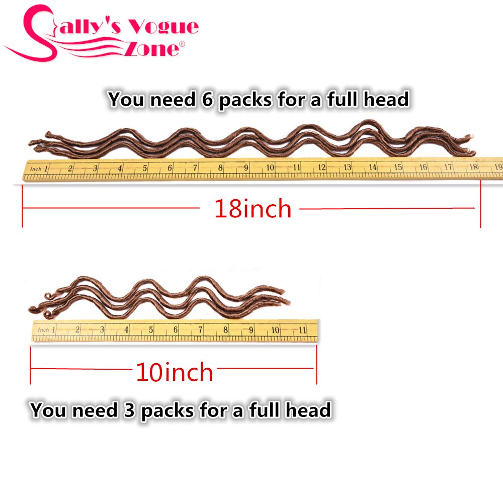 6 Packs 24 Strands/Pack Faux Locs Curly Crochet Braids Synthetic Hair Extension 10inches 18inch 8 Colors Locks Bug Black
