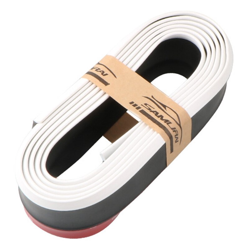 Banda de goma Universal para parachoques de labio para accesorios de coche, fibra de carbono suave frontal, 55mm de ancho, tira de 2,5 m de largo, exterior de coche: White