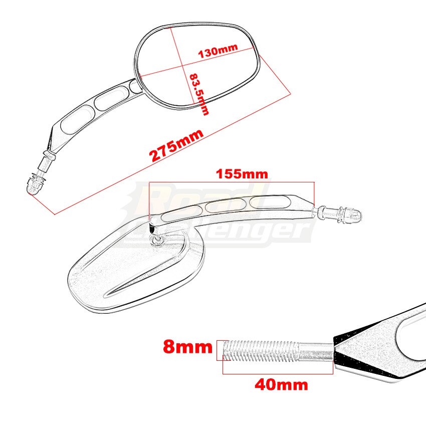 1 paire rétroviseur moto pour Harley 883 1200 48 noir barre fin miroir moto côté passager