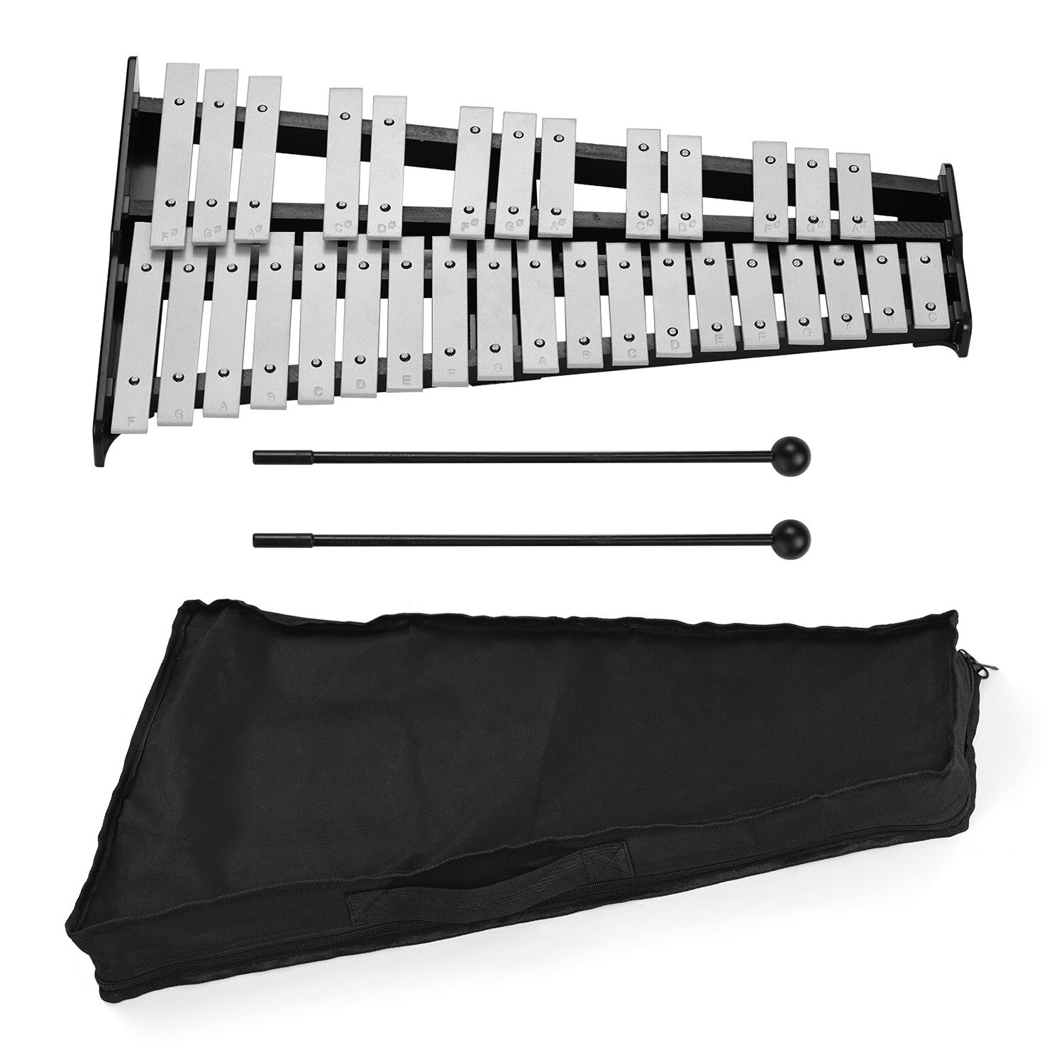 Foldable 15/25/30/32 Note Glockenspiel Xylophone Wooden Frame Aluminum Bars Educational Percussion Musical Instrument & Bag