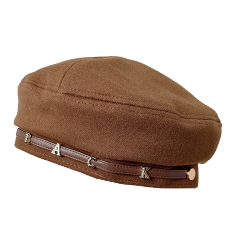 Artist Hat French Style Beret Polyester Beret Hat with Letter Ornament Letter Dress Up Hats Black Coffee Camel Khaki