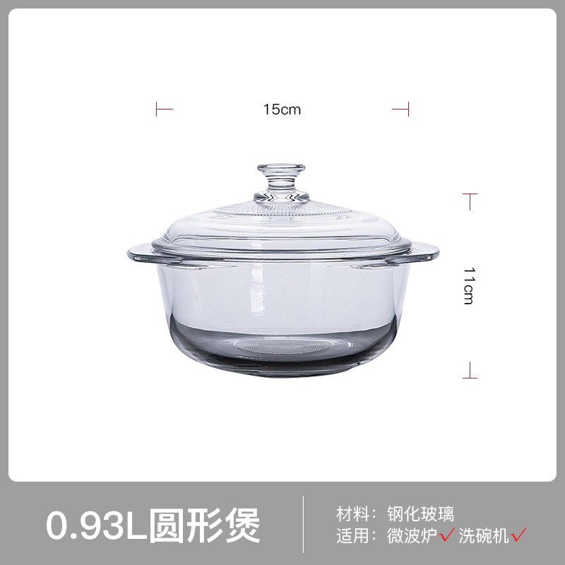 Olla de vidrio templado resistente al calor, olla gruesa con tapa adecuada para cocina, hogar, transparente, frío y: 930ML-transparent