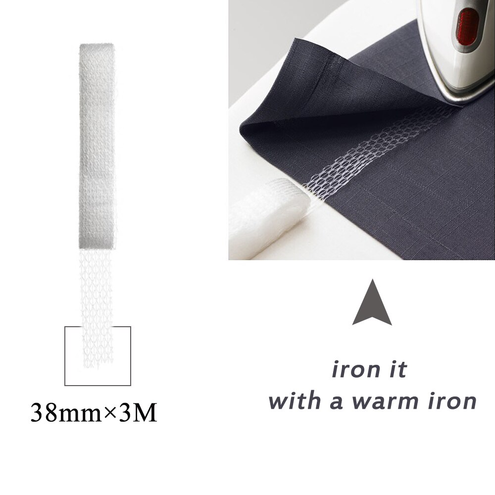 Fita adesiva para bainha, 38mm * 3m, fita de fusão para bainha, para roupas, vestidos, calças, fita térmica, suprimentos para costura