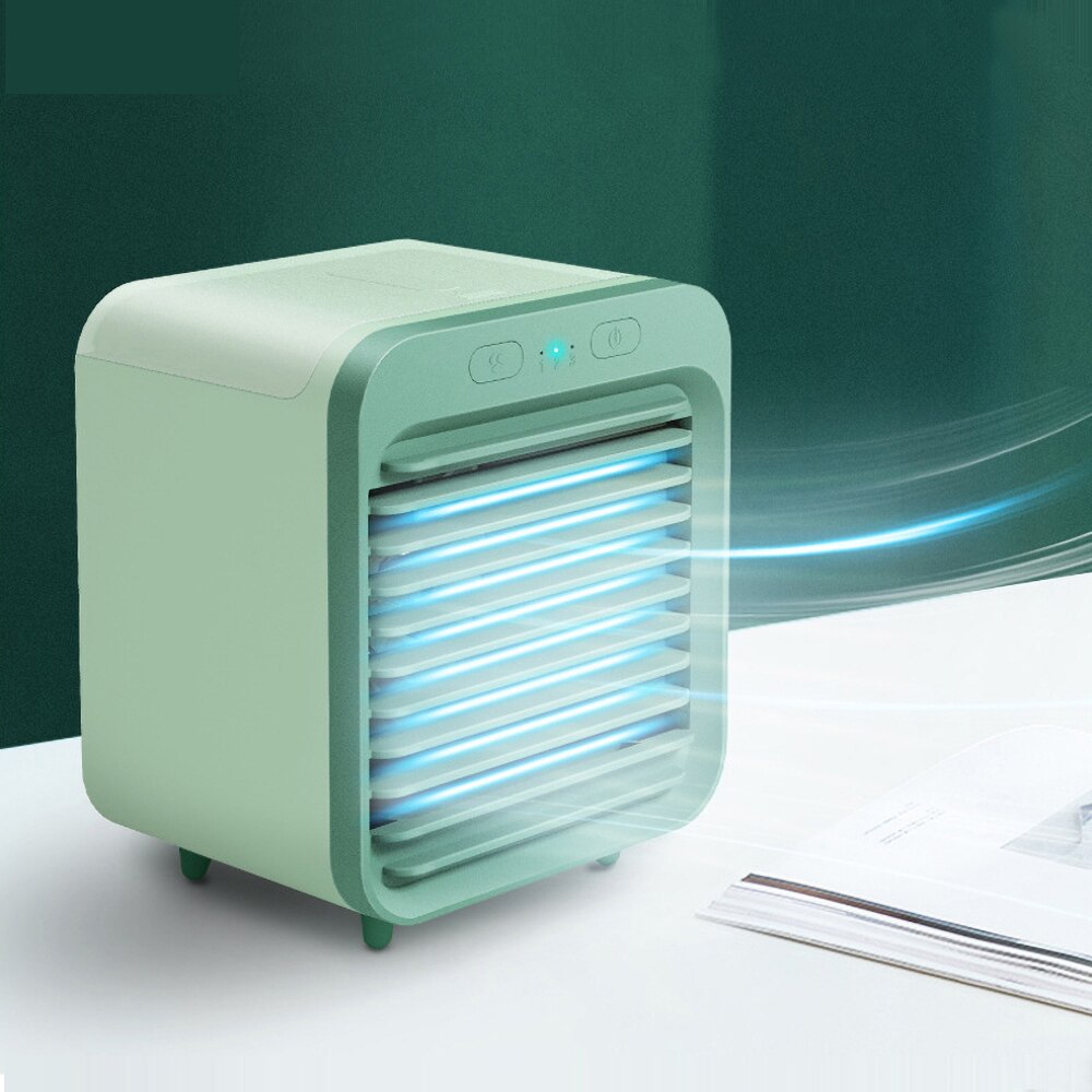 Draagbare Usb Mini Oplaadbare Watergekoelde Airconditioner Desktop Cooler Fan: green