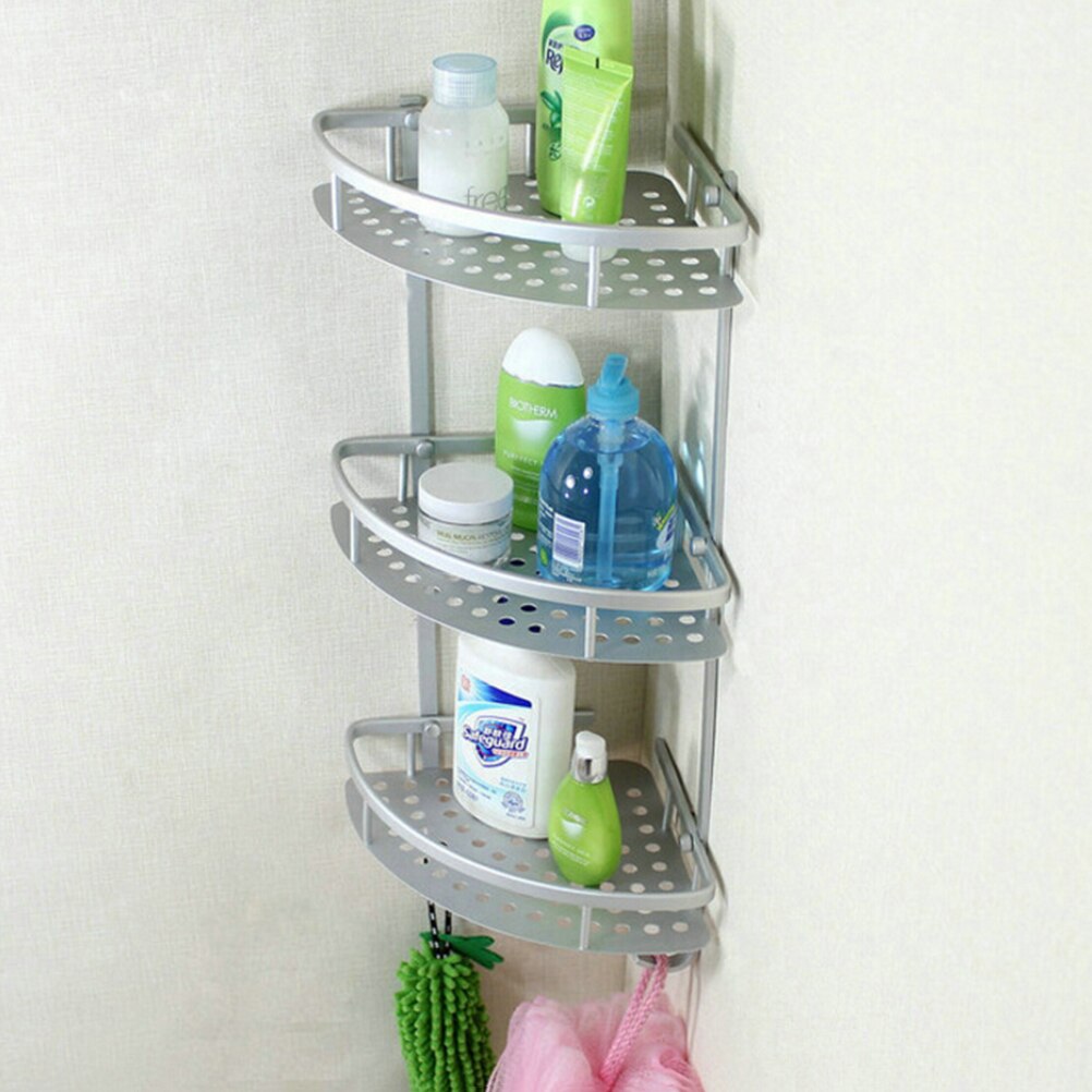 Aluminium Badkamer Plank 1/3Tiers Bad Douche Plank Bad Shampoo Houder Mand Houder Hoekplank Chrome Badkamer produc