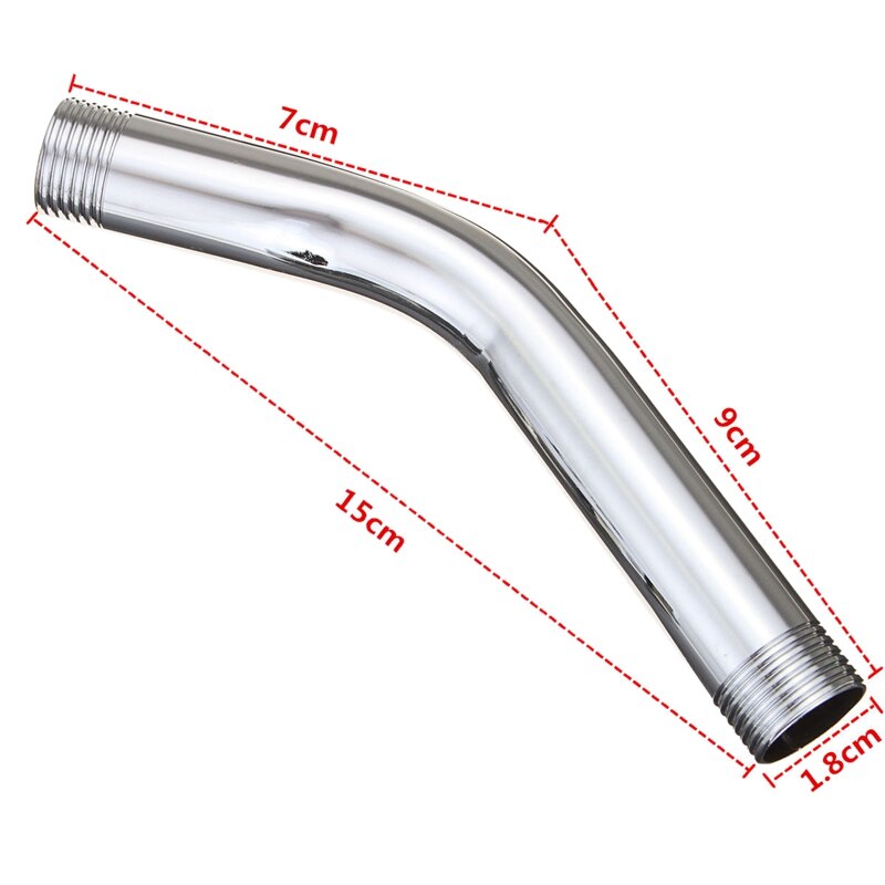 ! G1/2 inch 15cm Wall Mounted Stainless Steel Shower Head Extension Angled Shower Arm Extra Pipe