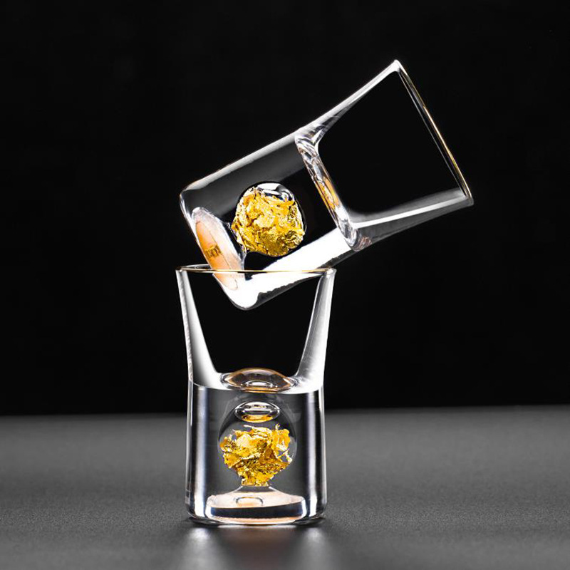 10ml vodka vinglas shotglas guld spiritus kop indbygget guldfolie sake glas krystal spiritus glas vin sæt: Multi