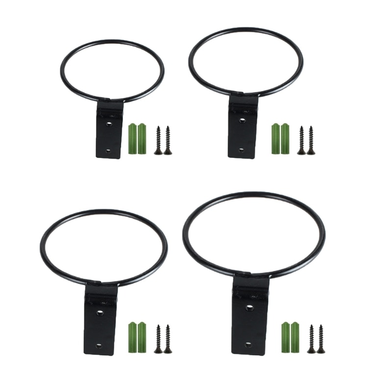 Balcony Round Flower Pot Basket Iron Railing Fence Hanging Potted Plant Rack Planter Stand Holder Garden Decoration