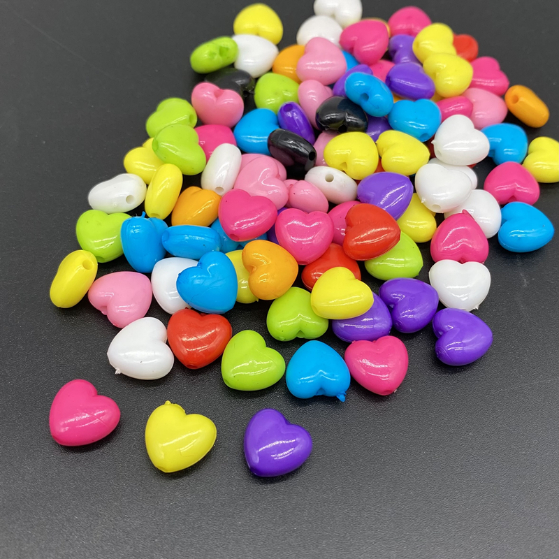50pcs/lot 10mm Heart Shape Acrylic Beads Loose Spacer Jewelry Making Necklace Pendant Bracelet Handmade DIY: Lavender