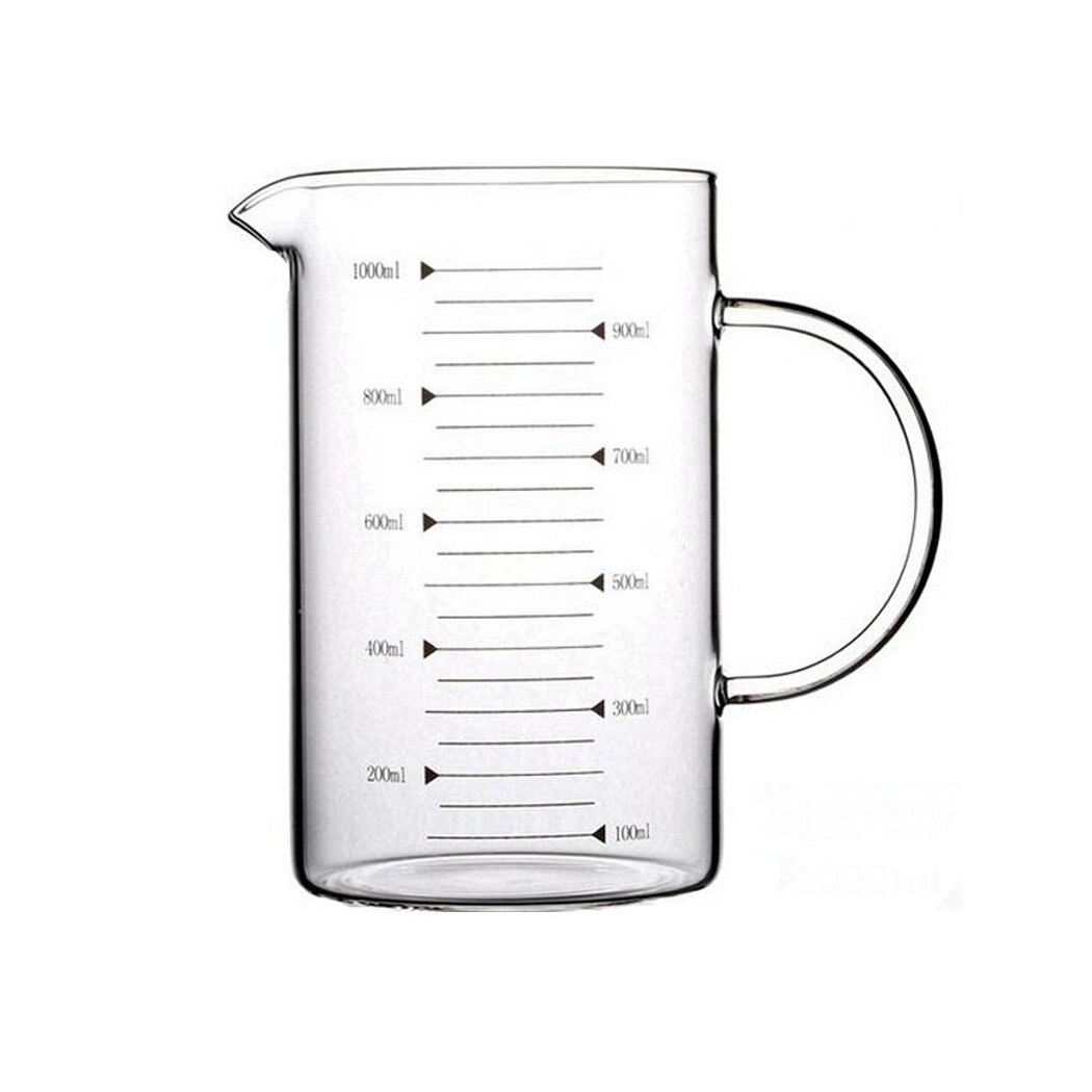 Verre borosilicaté, tasse de mesure en verre, résistant à la chaleur, 33.81oz, bécher Transparent, café, lait, micro-ondes: Without Lid