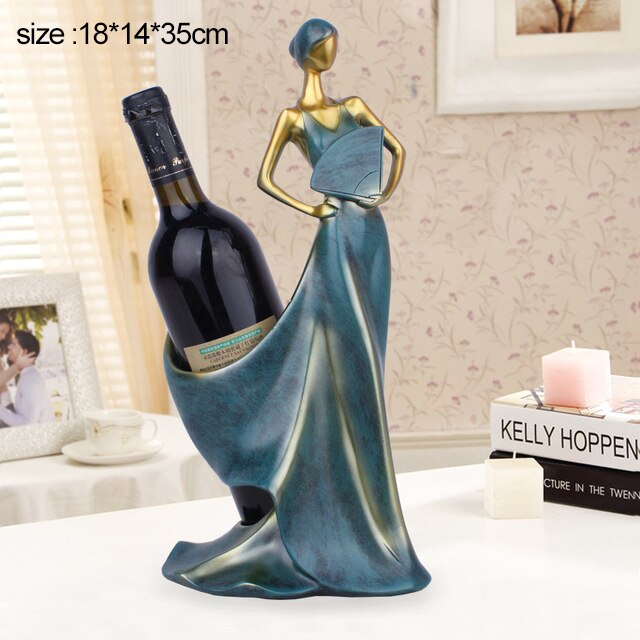 Europese Moderne Schoonheid Wijnrek Home Decor Rode Wijn Houder Woonkamer Decoratie Meubels Hars Ornament Relatiegeschenken: blue